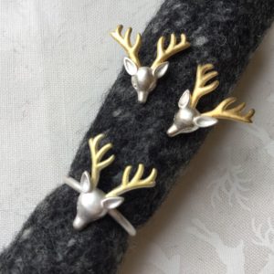 Set Ring und Ohrstecker bicolor Hirsche (925er Silber)