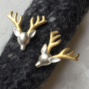 Bicolor-Ohrstecker Hirsch (Silber-Gold)