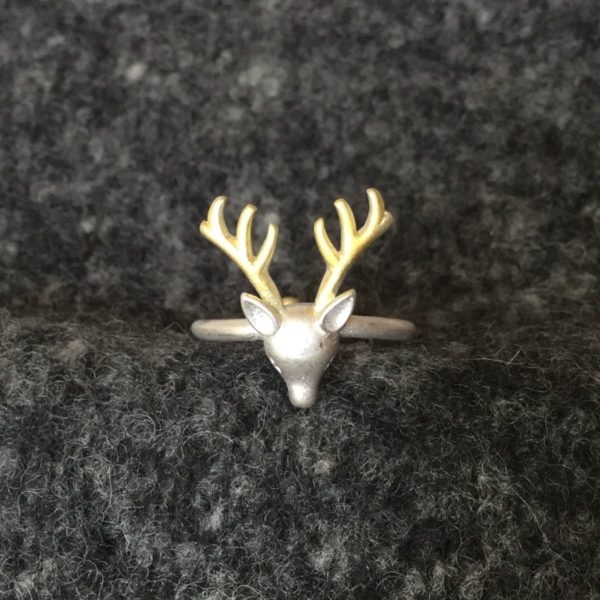Bicolor-Ring Hirsch 925 Silber – Bild 3