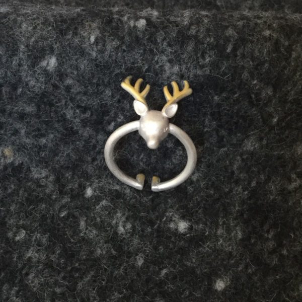 Bicolor-Ring Hirsch 925 Silber – Bild 4