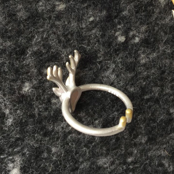 Bicolor-Ring Hirsch 925 Silber – Bild 2
